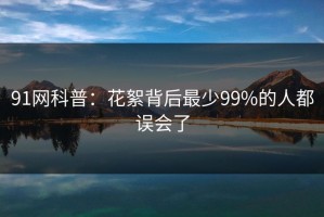 91网科普：花絮背后最少99%的人都误会了