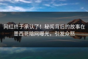 网红终于承认了！秘闻背后的故事在墨西哥暗网曝光，引发众怒