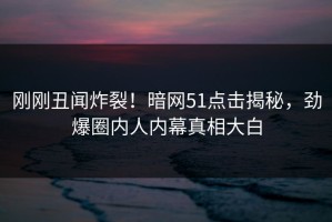 刚刚丑闻炸裂！暗网51点击揭秘，劲爆圈内人内幕真相大白