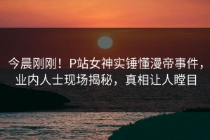 今晨刚刚！P站女神实锤懂漫帝事件，业内人士现场揭秘，真相让人瞠目