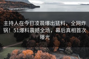 主持人在今日凌晨爆出猛料，全网炸锅！51爆料震撼全场，幕后真相首次曝光