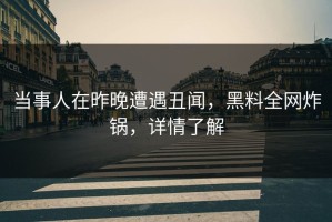 当事人在昨晚遭遇丑闻，黑料全网炸锅，详情了解