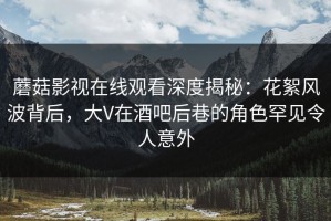 蘑菇影视在线观看深度揭秘：花絮风波背后，大V在酒吧后巷的角色罕见令人意外