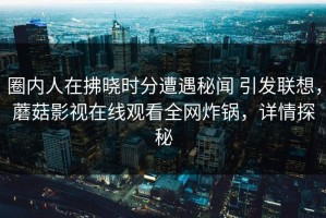 圈内人在拂晓时分遭遇秘闻 引发联想，蘑菇影视在线观看全网炸锅，详情探秘