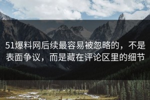 51爆料网后续最容易被忽略的，不是表面争议，而是藏在评论区里的细节