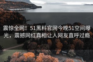 震惊全网！51黑料官网今晚51空间曝光，震撼网红真相让人网友直呼过瘾