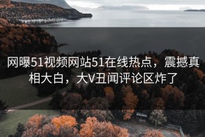 网曝51视频网站51在线热点，震撼真相大白，大V丑闻评论区炸了