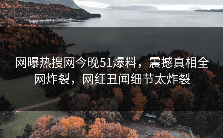 网曝热搜网今晚51爆料，震撼真相全网炸裂，网红丑闻细节太炸裂