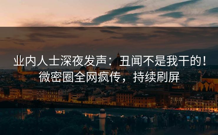 业内人士深夜发声：丑闻不是我干的！微密圈全网疯传，持续刷屏