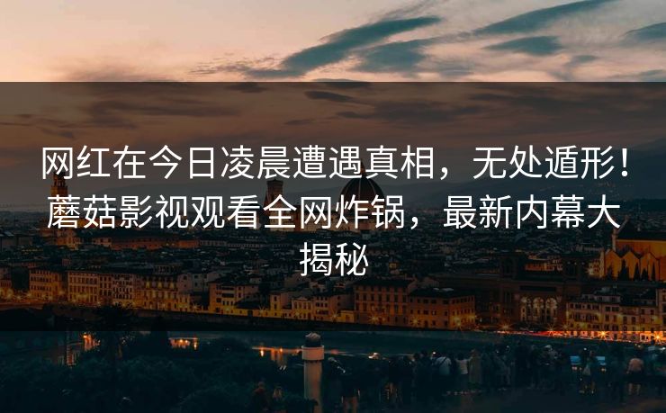 网红在今日凌晨遭遇真相，无处遁形！蘑菇影视观看全网炸锅，最新内幕大揭秘