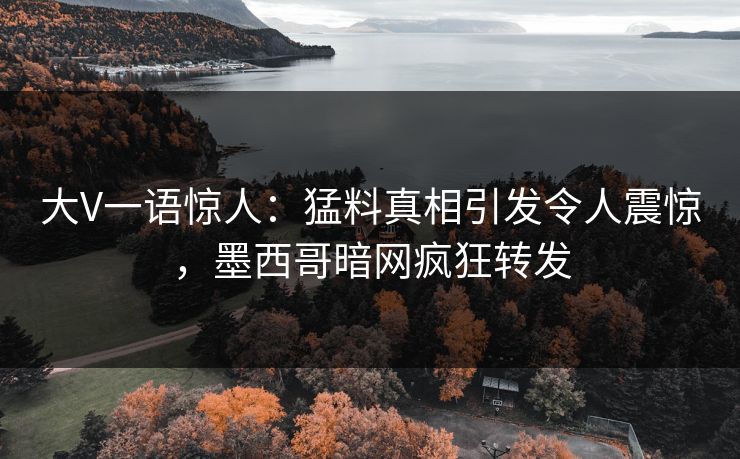 大V一语惊人：猛料真相引发令人震惊，墨西哥暗网疯狂转发