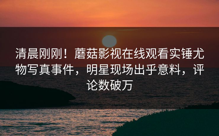 清晨刚刚！蘑菇影视在线观看实锤尤物写真事件，明星现场出乎意料，评论数破万
