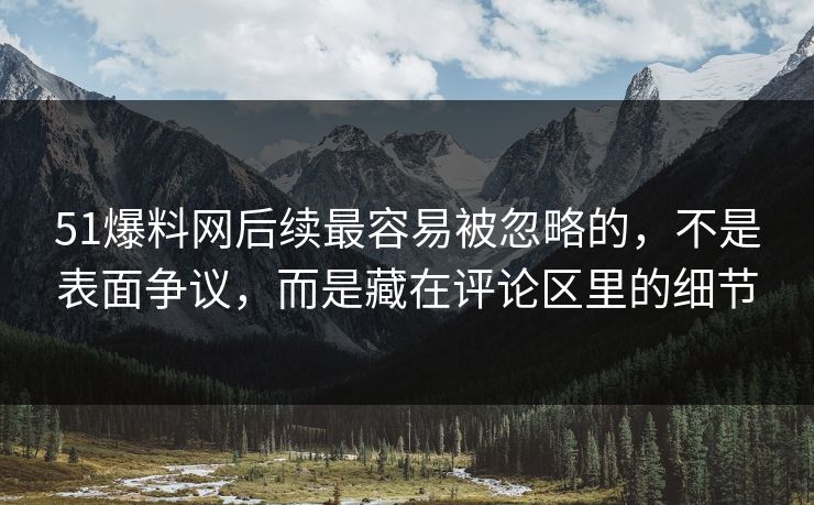 51爆料网后续最容易被忽略的,不是表面争议,而是藏在评论区里的细节 51爆料网后续最容易被忽略的,不是表面争议,而是藏在评论区里的细节