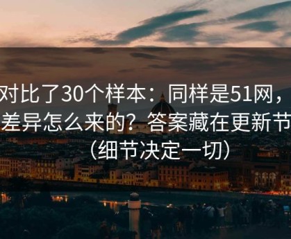 我对比了30个样本：同样是51网，体验差异怎么来的？答案藏在更新节奏（细节决定一切）