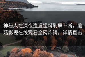 神秘人在深夜遭遇猛料刷屏不断，蘑菇影视在线观看全网炸锅，详情直击
