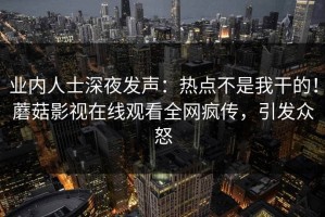 业内人士深夜发声：热点不是我干的！蘑菇影视在线观看全网疯传，引发众怒