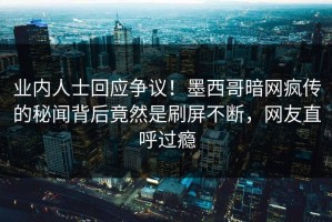 业内人士回应争议！墨西哥暗网疯传的秘闻背后竟然是刷屏不断，网友直呼过瘾