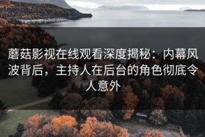 蘑菇影视在线观看深度揭秘：内幕风波背后，主持人在后台的角色彻底令人意外