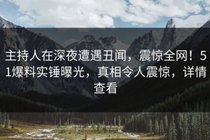 主持人在深夜遭遇丑闻，震惊全网！51爆料实锤曝光，真相令人震惊，详情查看