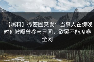【爆料】微密圈突发：当事人在傍晚时刻被曝曾参与丑闻，欲罢不能席卷全网