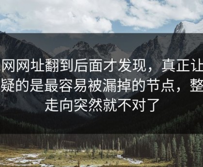 51网网址翻到后面才发现，真正让人起疑的是最容易被漏掉的节点，整个走向突然就不对了