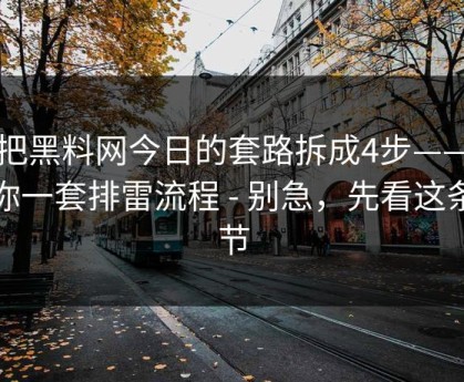 我把黑料网今日的套路拆成4步——我给你一套排雷流程 - 别急，先看这条细节