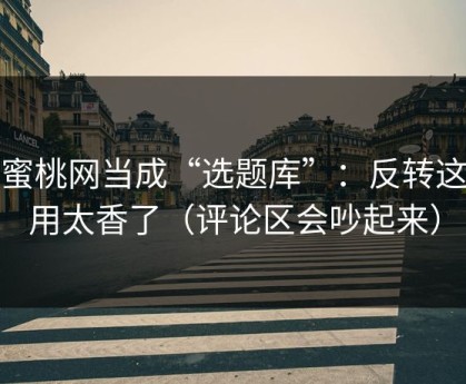 把蜜桃网当成“选题库”：反转这样用太香了（评论区会吵起来）