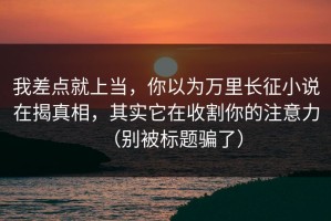 我差点就上当，你以为万里长征小说在揭真相，其实它在收割你的注意力（别被标题骗了）