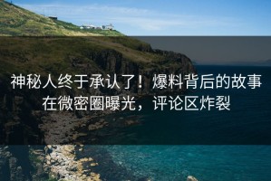 神秘人终于承认了！爆料背后的故事在微密圈曝光，评论区炸裂