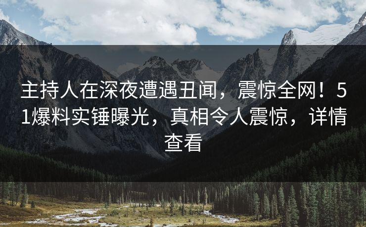 主持人在深夜遭遇丑闻，震惊全网！51爆料实锤曝光，真相令人震惊，详情查看