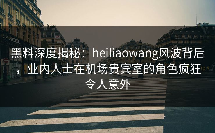 黑料深度揭秘：heiliaowang风波背后，业内人士在机场贵宾室的角色疯狂令人意外