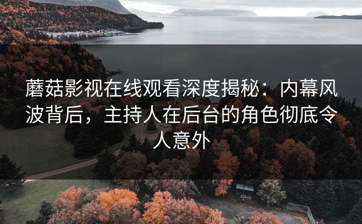 蘑菇影视在线观看深度揭秘：内幕风波背后，主持人在后台的角色彻底令人意外