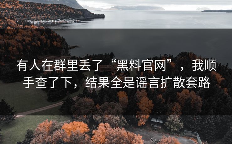 有人在群里丢了“黑料官网”，我顺手查了下，结果全是谣言扩散套路