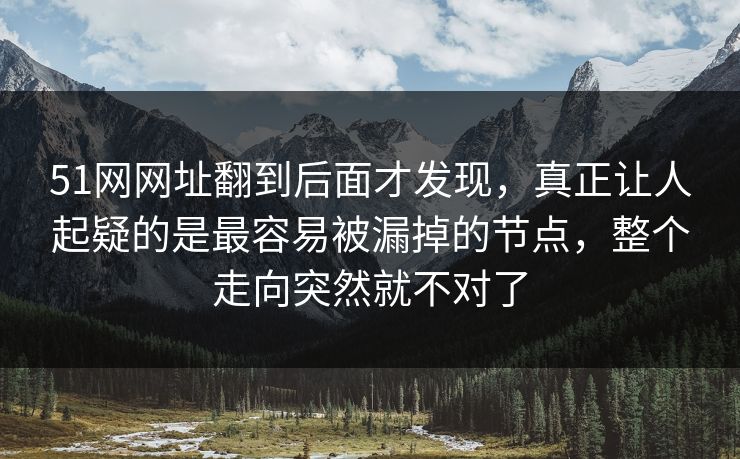 51网网址翻到后面才发现，真正让人起疑的是最容易被漏掉的节点，整个走向突然就不对了